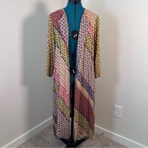 CAbi Poet Patchwork Multicolor Kimono Style Duster Size Medium